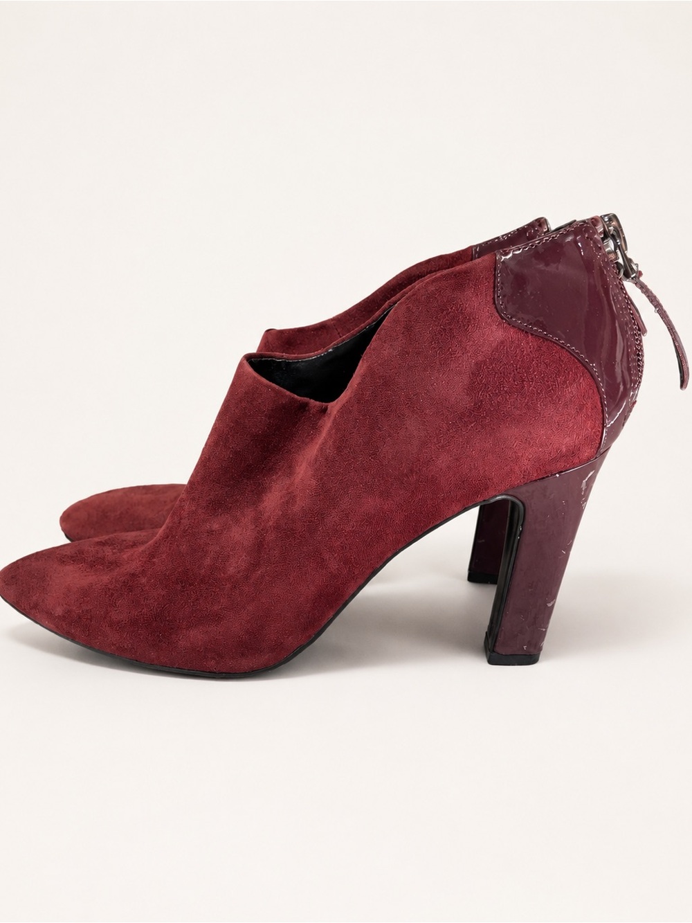Franco Sarto Burgundy Suede High Heel Booties